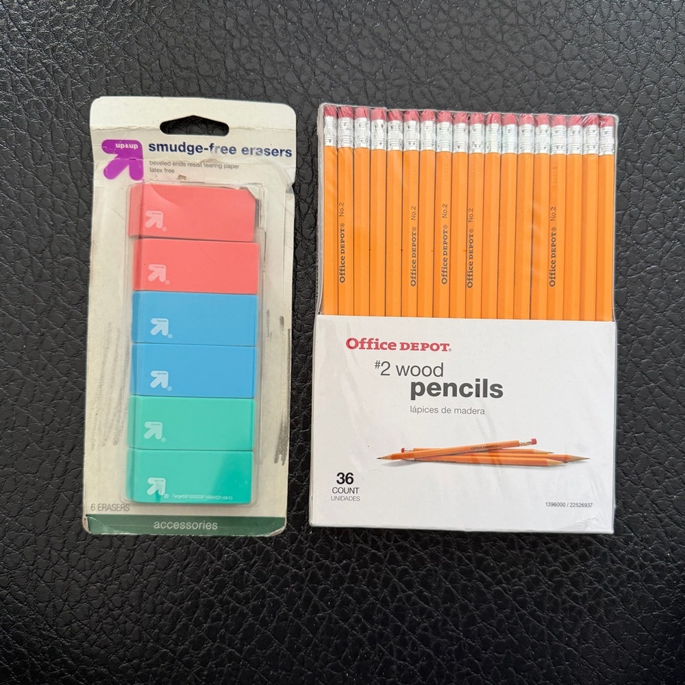 Office Depot #2 Wood Pencils Unopened 36 Count and extra erasers